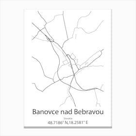 Banovce Nad Bebravou,Slovakia Minimalist Map Canvas Print