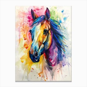 Horse Colourful Watercolour 1 Canvas Print