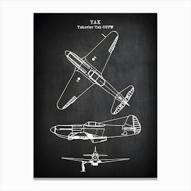 Yakovlev Yak 3upw Airplane Decor Yak Aircraft Decor Plane Decor Airplane Art Airplane Print Airplane Blueprint Aviation Decor1 Canvas Print