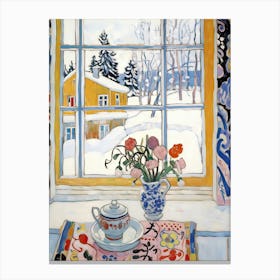 The Windowsill Of Rovaniemi   Finland Snow Inspired By Matisse 2 Canvas Print