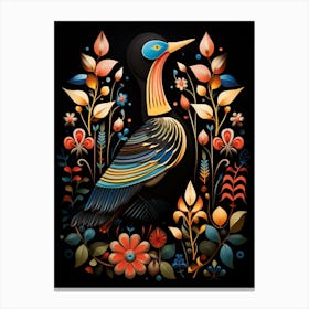 Folk Bird Illustration Loon 2 Canvas Print