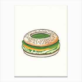 Multi Grain Bagel Filled With Grilled Vegetables Cheese And Pesto Minimalist Line 1 Canvas Print