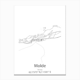 Molde,Norway Minimalist Map Canvas Print