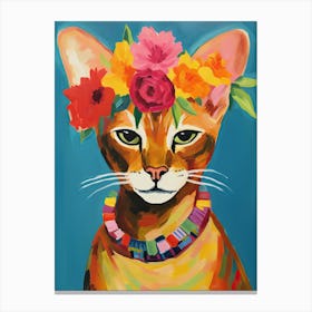 Abyssinian Cat With A Flower Crown Painting Matisse Style 1 Canvas Print