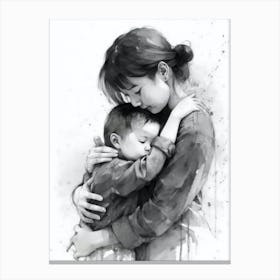 Mother And Son Hugging Canvas Print