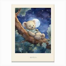 Baby Koala 3 Sleeping In The Clouds Nursery Poster Canvas Print
