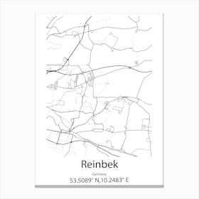 Reinbek,Germany Minimalist Map Canvas Print