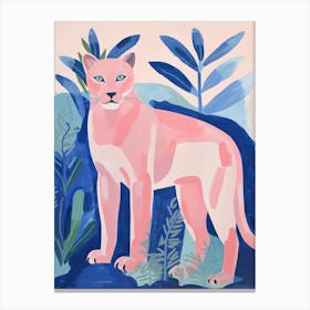 Playful Illustration Of Puma For Kids Room 1 Canvas Print