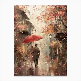 Couple Walking In The Rain 8 Canvas Print