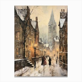 Vintage Winter Painting Bath United Kingdom 3 Canvas Print