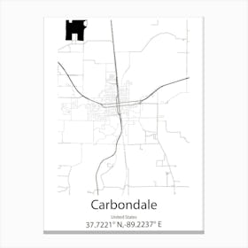 Carbondale,United States Minimalist Map Canvas Print