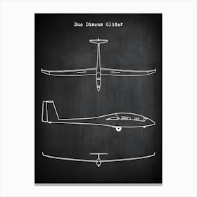 Duo Discus Glider Airplane Decor Aircraft Decor Plane Decor Airplane Art Glider Print Glider Blueprint Airplane Art Duo Discus1 Canvas Print