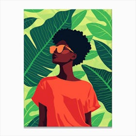 Afro Girl With Leaves Canvas Print