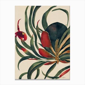 Red Jamaican Crab Vintage Graphic Watercolour Canvas Print