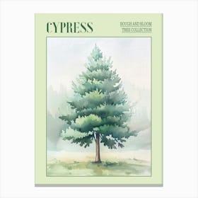 Cypress Tree Atmospheric Watercolour Painting 4 Poster Canvas Print