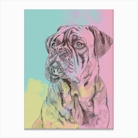 Mastiff Dog Pastel Line Painting 4 Canvas Print