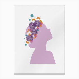 Floral Silhouette with Vibrant Pressed Flowers – Modern Botanical Art Canvas Print