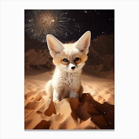 Cosmic Fennec fox in the desert Canvas Print