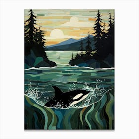 Matisse Style Killer Whale With Woodland Coast 1 Canvas Print