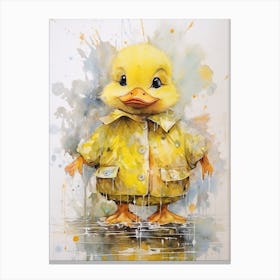 Paint Splash Duckling In A Raincoat 1 Canvas Print