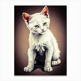 White Cat Painting Canvas Print