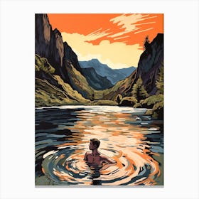 Wild Swimming At Lake District Cumbria 2 Canvas Print