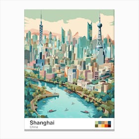 Shanghai, China, Geometric Illustration 4 Poster Canvas Print