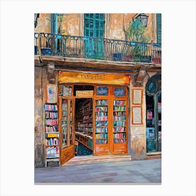 Barcelona Book Nook Bookshop 2 Canvas Print