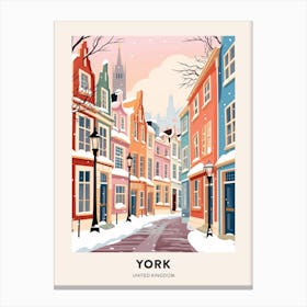 Vintage Winter Travel Poster York United Kingdom 1 Canvas Print