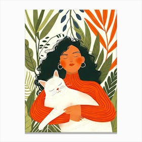 Cat And Woman Canvas Print