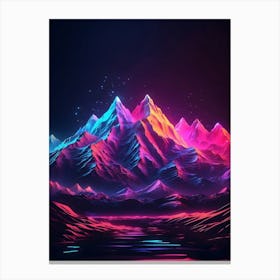 Neon Abstract Mountain Landscape 2 Canvas Print