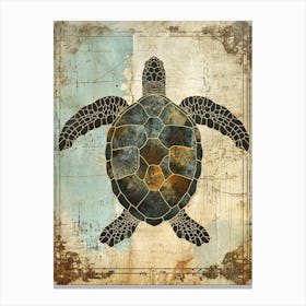 Sea Turtle Textured Collage 1 Canvas Print
