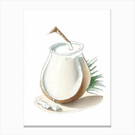 Coconut Milk Dairy Food Pencil Illustration 1 Canvas Print