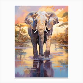 Elephant In The Water Canvas Print