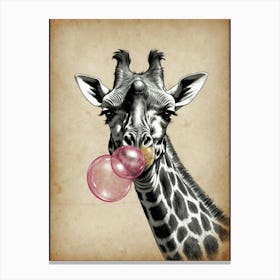 Giraffe Blowing Bubbles Canvas Print