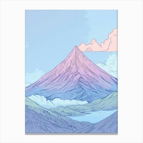 Mount Katahdin Usa Color Line Drawing (3) Canvas Print