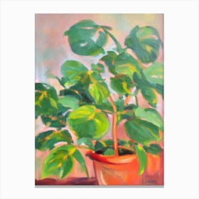 Split Leaf Philodendron Impressionist Painting Plant Canvas Print