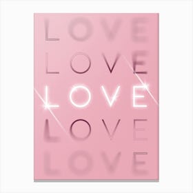 Motivational Words Love Quintet in Pink Canvas Print