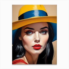 Woman Portrait With Hat Pop Art (87) Canvas Print