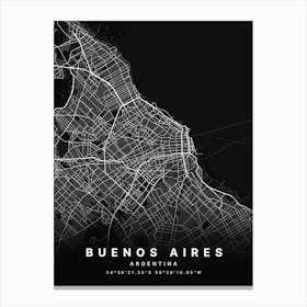 Buenos Aires Argentina Black Map Canvas Print