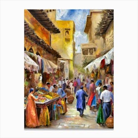 The Hustle And Bustle Of A Moroccan Bazaar Canvas Print