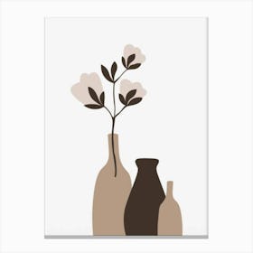 Three Vases With Flowers 2 Canvas Print