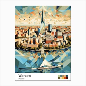 Warsaw, Poland, Geometric Illustration 2 Poster Canvas Print