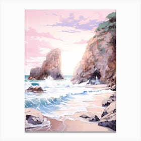 A Sketch Of Pfeiffer Beach, Big Sur California Usa 3 Canvas Print