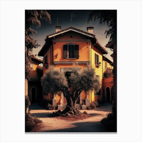 Olive Tree In Front Of House Canvas Print