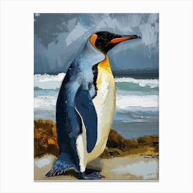 King Penguin Stewart Island Ulva Island Colour Block Painting 3 Canvas Print