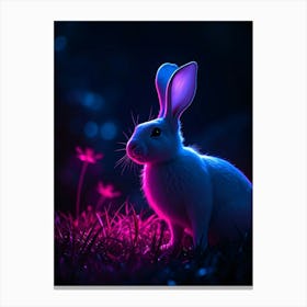 Rabbit In Neon Light - Diverse Art Illustration 30 Canvas Print