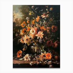 Baroque Floral Still Life Coneflower 1 Canvas Print