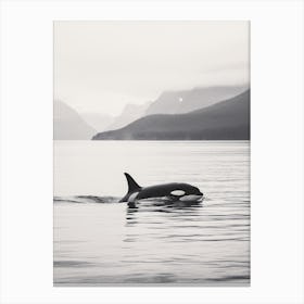 Tranquil Ocean And Orca Whale Black & White Photography 1 Canvas Print