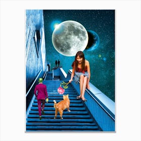 Playing With Her Cat Canvas Print